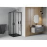 Mexen Rio Quadratische Duschkabine 90 x 90 cm, transparent, schwarz + Flat Duschwanne, schwarz - 860-090-090-70-00-4070B
