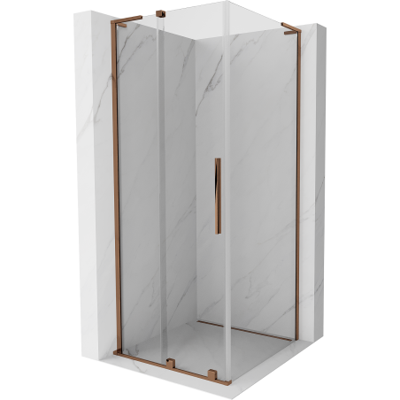 Mexen Velar L Duschkabine Schiebetür 90 x 90 cm, transparent, Roségold - 871-090-090-03-60