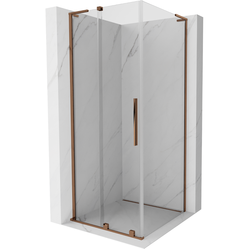 Mexen Velar L Duschkabine Schiebetür 100 x 100 cm, transparent, Roségold - 871-100-100-03-60