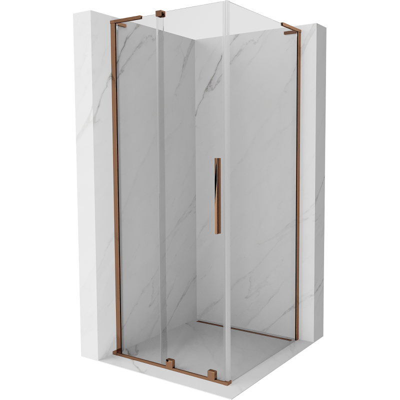 Mexen Velar L Duschkabine Schiebetür 120 x 120 cm, transparent, Roségold - 871-120-120-03-60