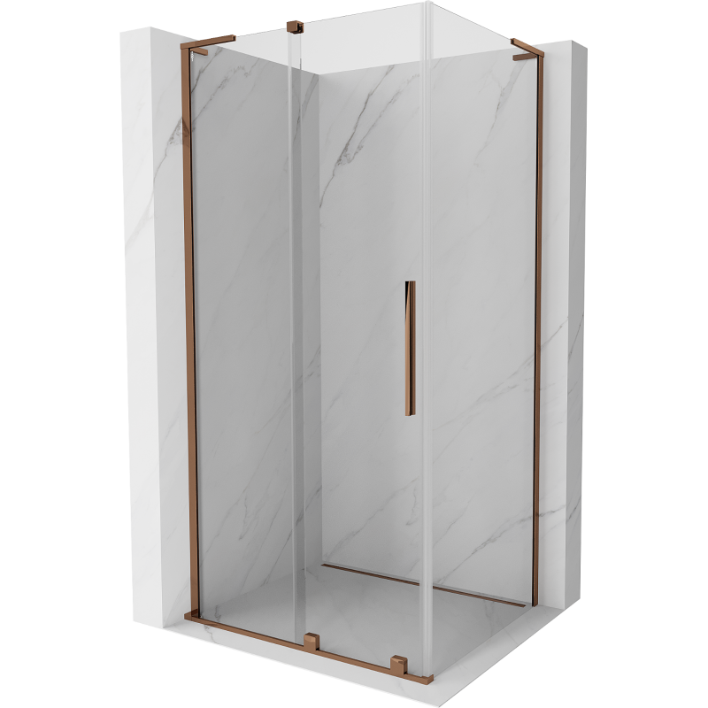 Mexen Velar L Duschkabine schiebbar 100 x 80 cm, transparent, Roségold - 871-100-080-03-60