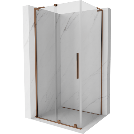 Mexen Velar L Duschkabine schiebbar 100 x 80 cm, transparent, Roségold - 871-100-080-03-60