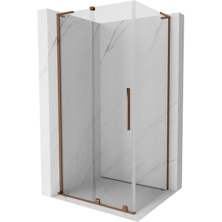 Mexen Velar L Duschkabine zum Schieben 110 x 100 cm, transparent, Roségold - 871-110-100-03-60