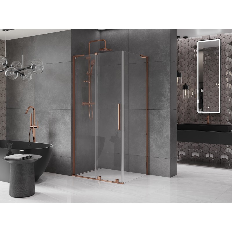 Mexen Velar L Duschkabine Schiebetür 120 x 75 cm, Transparent, Roségold - 871-120-075-03-60