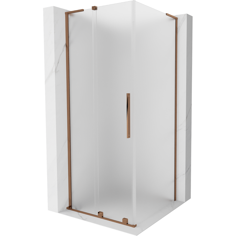 Mexen Velar L Duschkabine zum Schieben 120 x 120 cm, Frost, Roségold - 871-120-120-33-60