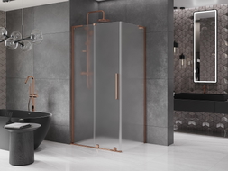 Mexen Velar L Duschkabine 90 x 80 cm, satiniert, Roségold - 871-090-080-33-60