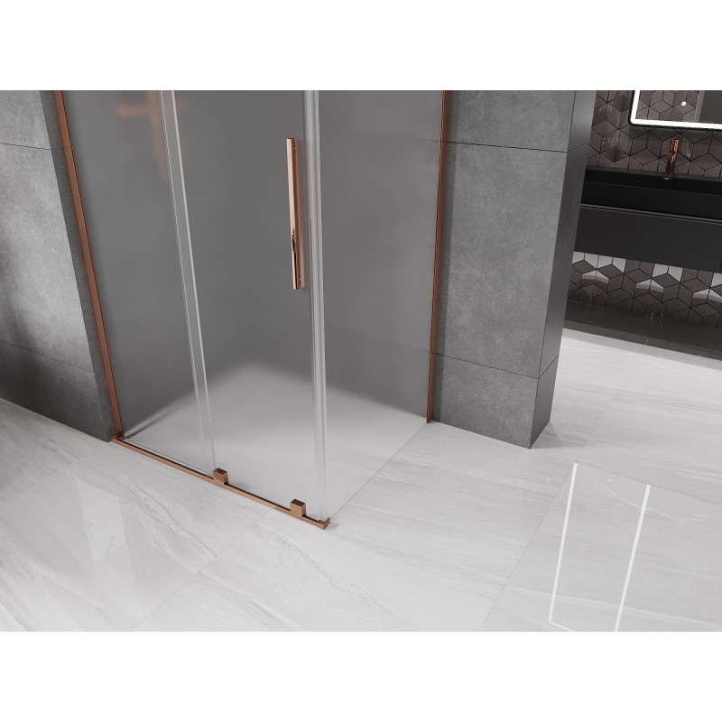 Mexen Velar L Schiebetür-Duschkabine 100 x 75 cm, Mattglas, Roségold - 871-100-075-33-60