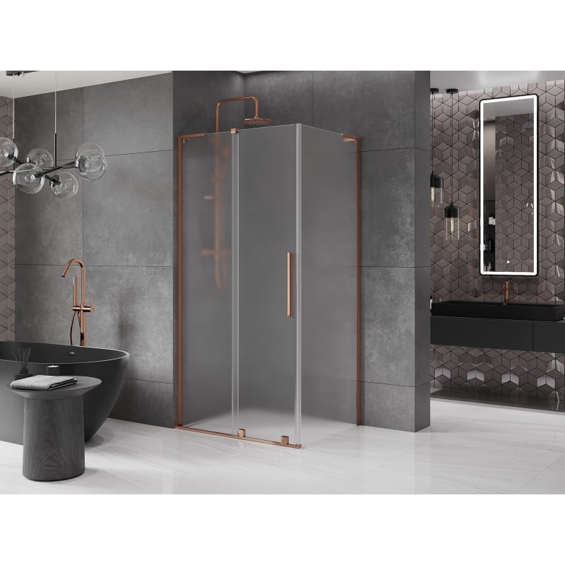 Mexen Velar L Duschkabine Schiebetür 100 x 85 cm, matt, Roségold - 871-100-085-33-60