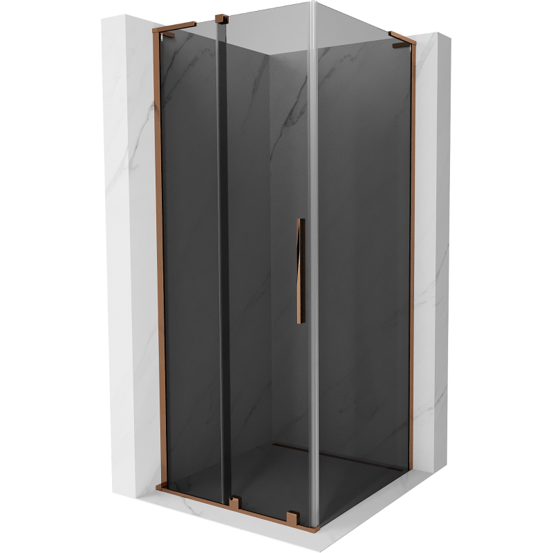 Mexen Velar L Schiebedusche 120 x 120 cm, Graphit, Roségold - 871-120-120-43-60