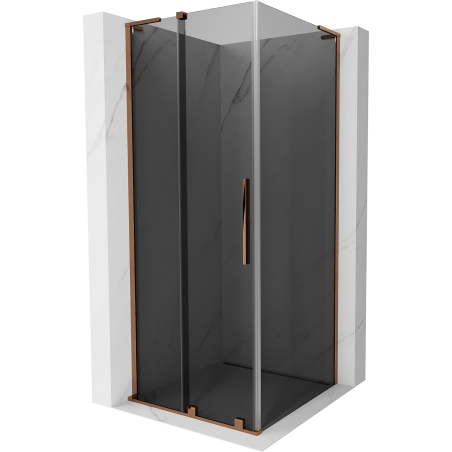 Mexen Velar L Schiebedusche 120 x 120 cm, Graphit, Roségold - 871-120-120-43-60