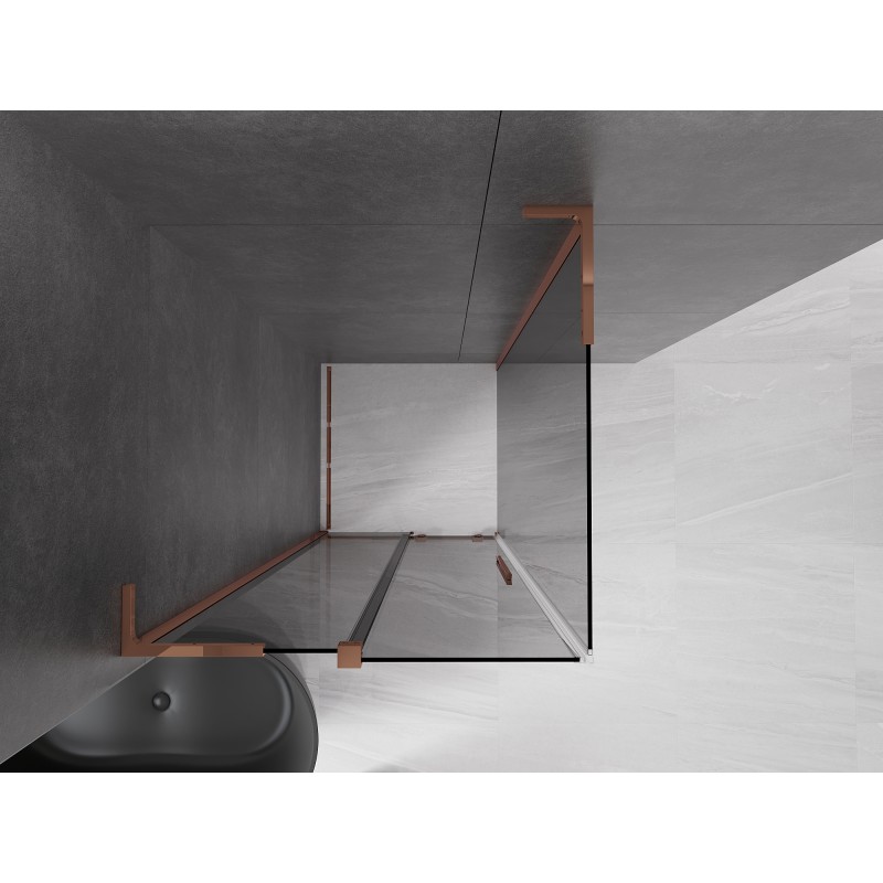 Mexen Velar L Duschkabine, Schiebetür 100 x 100 cm, Graphit, Roségold - 871-100-100-43-60