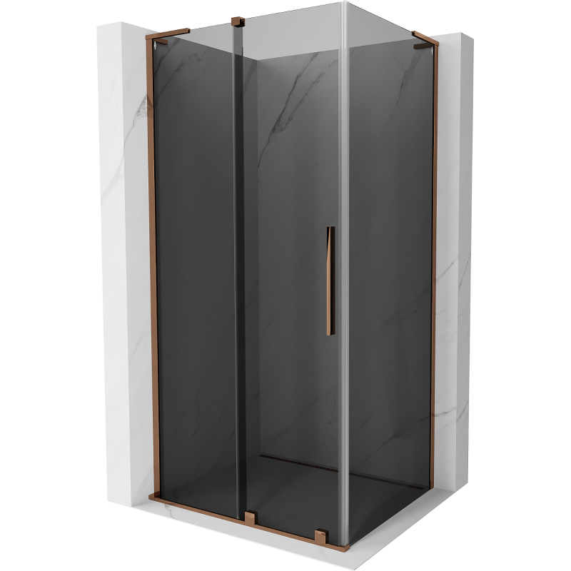 Mexen Velar L Duschkabine verschiebbar 90 x 75 cm, Graphit, Roségold - 871-090-075-43-60