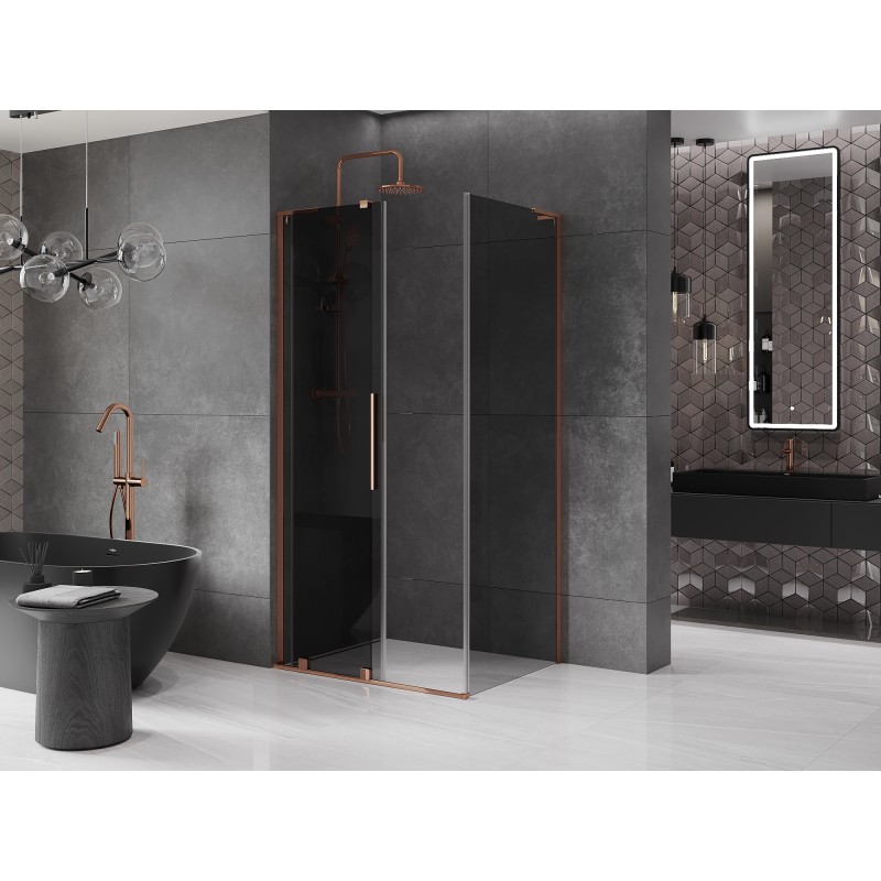 Mexen Velar L Duschkabine schiebbar 100 x 85 cm, Graphit, Roségold - 871-100-085-43-60