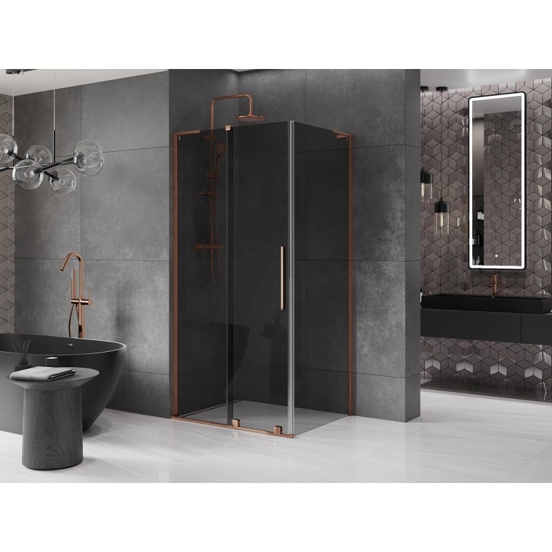 Mexen Velar L Duschkabine schiebbar 110 x 75 cm, Graphit, Roségold - 871-110-075-43-60