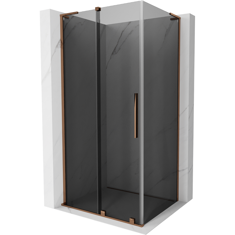 Mexen Velar L Duschkabine schiebbar 110 x 80 cm, Grafit, Roségold - 871-110-080-43-60