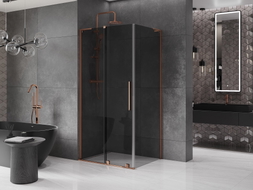Mexen Velar L Duschkabine zum Schieben 120 x 75 cm, Graphit, Roségold - 871-120-075-43-60