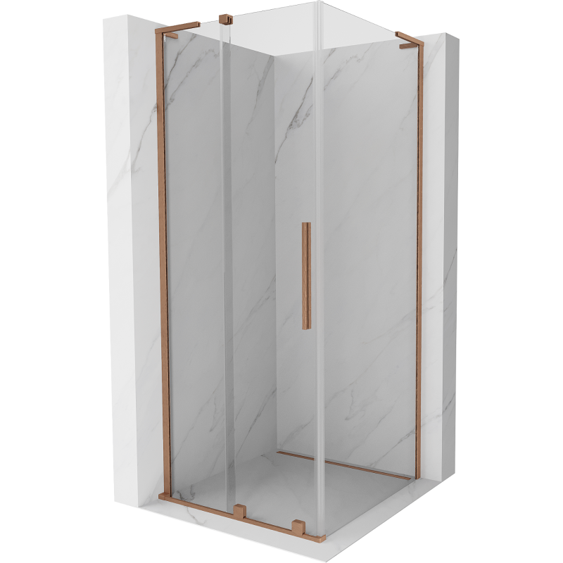 Mexen Velar L Duschkabine Schiebetür 90 x 90 cm, transparent, gebürstetes Kupfer - 871-090-090-03-65