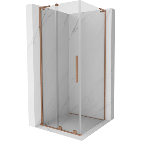 Mexen Velar L Schiebetür-Duschkabine 100 x 100 cm, transparent, gebürstetes Kupfer - 871-100-100-03-65