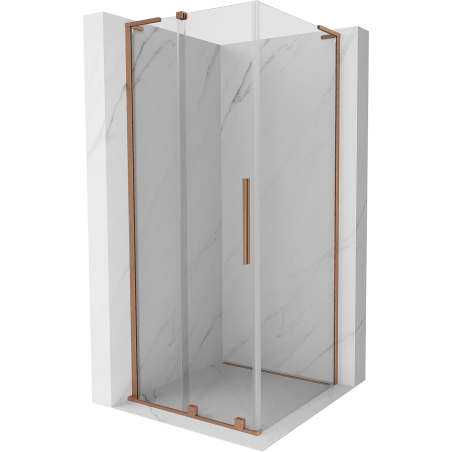 Mexen Velar L Duschkabine Schiebetür 110 x 110 cm, transparent, gebürstetes Kupfer - 871-110-110-03-65