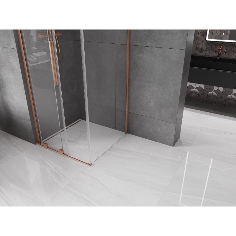 Mexen Velar L Duschkabine Schiebetür 90 x 90 cm, transparent, gebürstetes Kupfer - 871-090-090-03-65