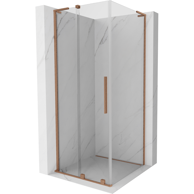 Mexen Velar L Duschkabine, Schiebetür 120 x 120 cm, transparent, gebürstetes Kupfer - 871-120-120-03-65