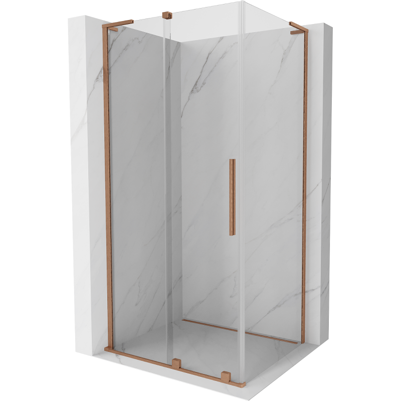 Mexen Velar L Schiebedusche 90 x 70 cm, transparent, gebürstetes Kupfer - 871-090-070-03-65