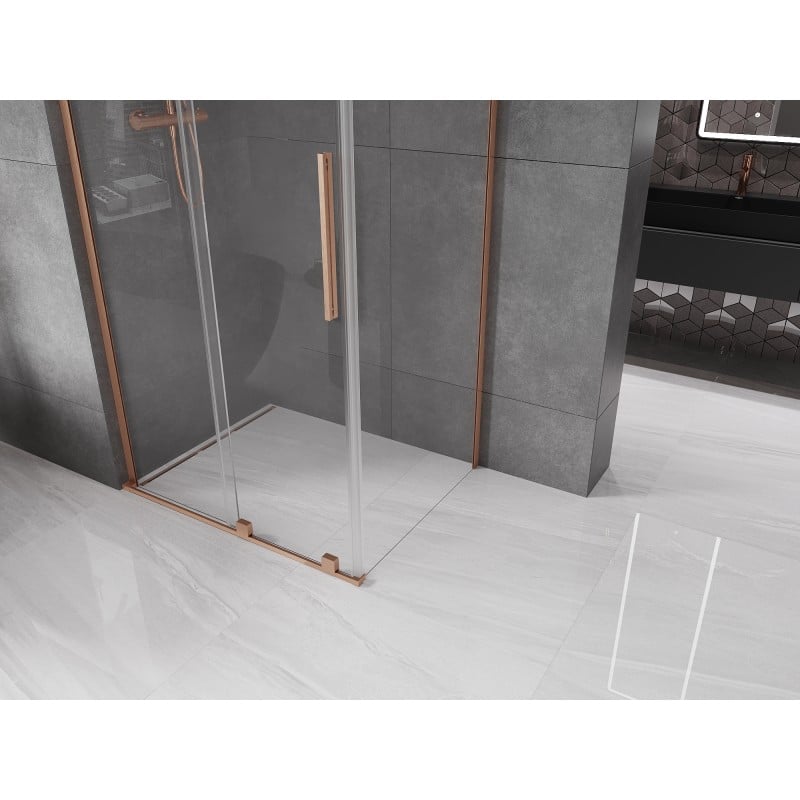 Mexen Velar L Duschkabine Schiebetür 90 x 110 cm, transparent, gebürstetes Kupfer - 871-090-110-03-65