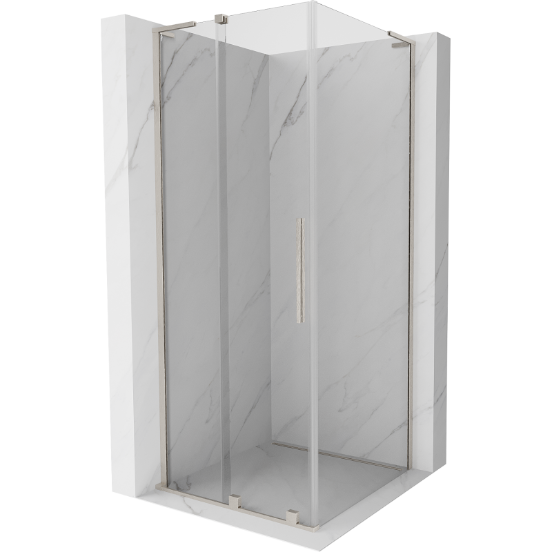 Mexen Velar L Duschkabine zum Schieben 90 x 90 cm, transparent, gebürstetes Nickel - 871-090-090-03-97