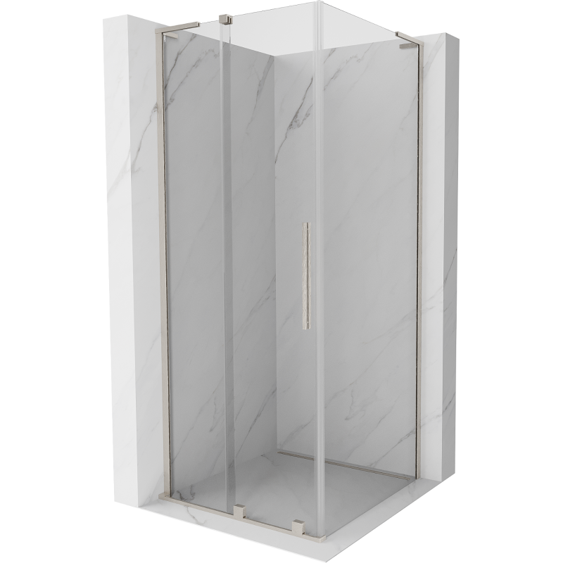 Mexen Velar L Duschkabine Schiebetür 120 x 120 cm, transparent, gebürsteter Nickel - 871-120-120-03-97