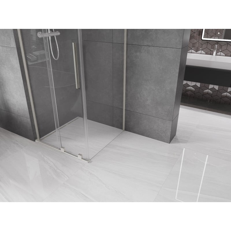 Mexen Velar L Duschkabine Schiebetür 120 x 120 cm, transparent, gebürsteter Nickel - 871-120-120-03-97
