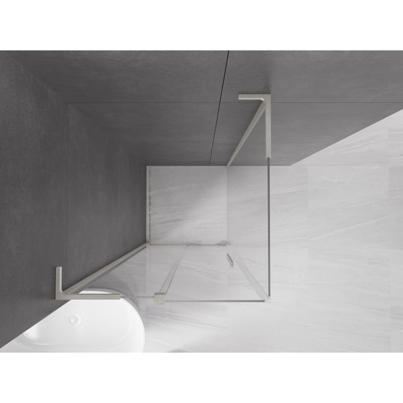Mexen Velar L Duschkabine Schiebetür 120 x 120 cm, transparent, gebürsteter Nickel - 871-120-120-03-97