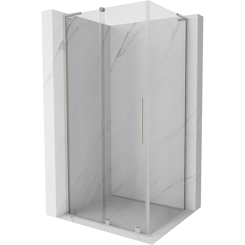 Mexen Velar L Schiebeduschkabine 100 x 110 cm, transparent, gebürsteter Nickel - 871-100-110-03-97