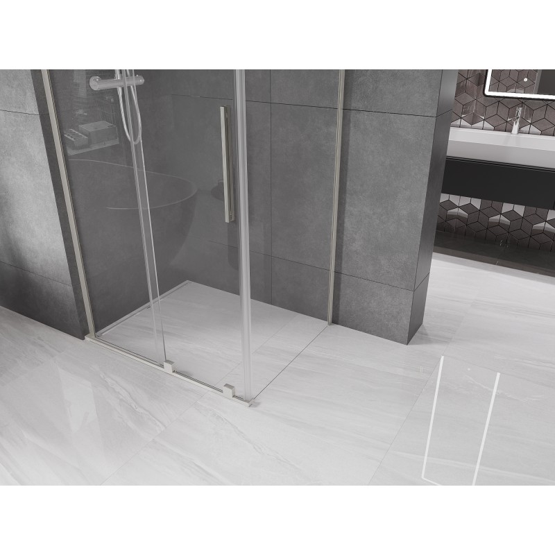 Mexen Velar L Schiebeduschkabine 100 x 110 cm, transparent, gebürsteter Nickel - 871-100-110-03-97