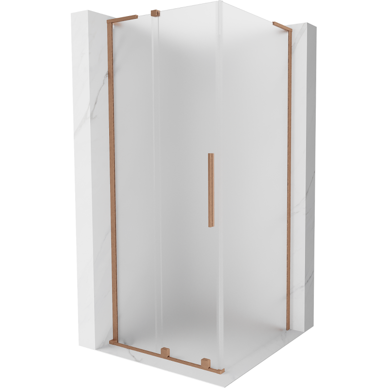 Mexen Velar L Schiebetür-Duschkabine 90 x 90 cm, Milchglas, gebürstetes Kupfer - 871-090-090-33-65
