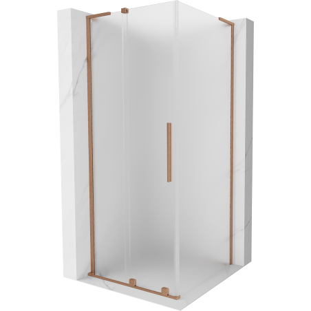 Mexen Velar L Schiebetür-Duschkabine 90 x 90 cm, Milchglas, gebürstetes Kupfer - 871-090-090-33-65