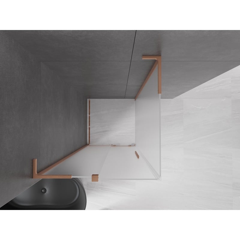 Mexen Velar L Schiebetür-Duschkabine 90 x 90 cm, Milchglas, gebürstetes Kupfer - 871-090-090-33-65
