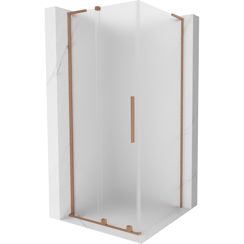 Mexen Velar L Schiebetür-Duschkabine 100 x 100 cm, mattiert, gebürstetes Kupfer - 871-100-100-33-65