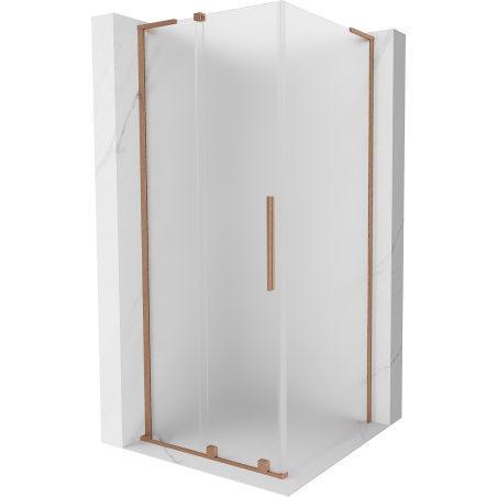 Mexen Velar L Schiebetür-Duschkabine 100 x 100 cm, mattiert, gebürstetes Kupfer - 871-100-100-33-65