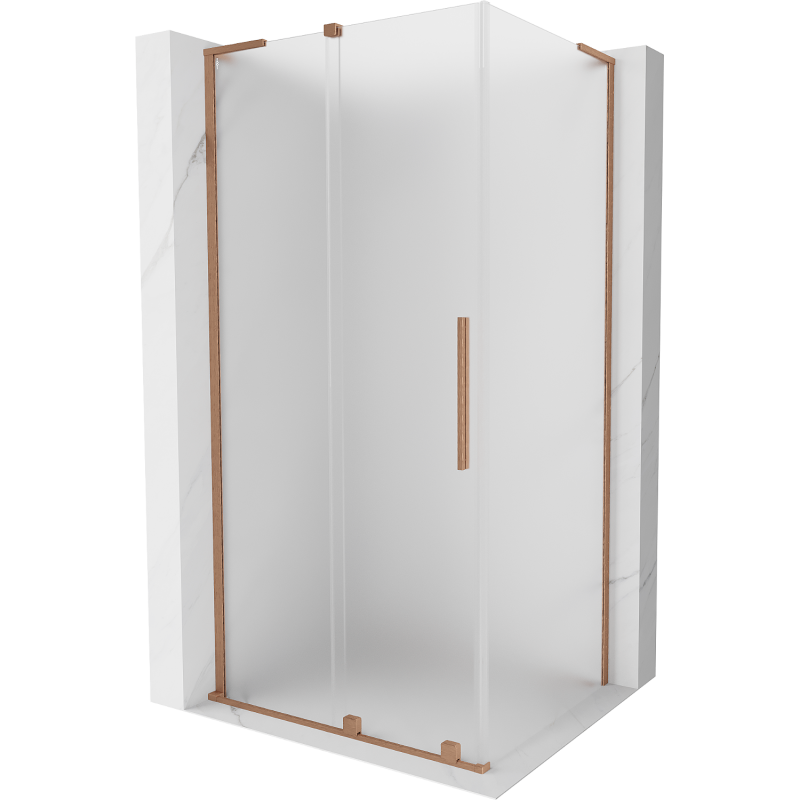 Mexen Velar L Schiebeduschkabine 90 x 70 cm, Mattglas, gebürstetes Kupfer - 871-090-070-33-65