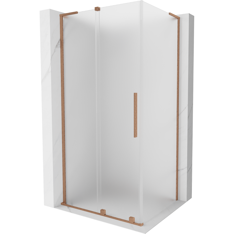 Mexen Velar L Duschkabine Schiebetür 90 x 80 cm, Milchglas, gebürstetes Kupfer - 871-090-080-33-65