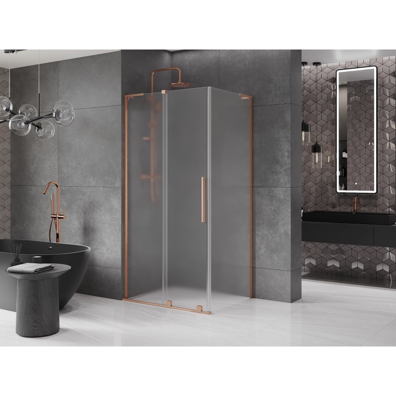 Mexen Velar L Duschkabine schiebbar 110 x 75 cm, matt, gebürstetes Kupfer - 871-110-075-33-65