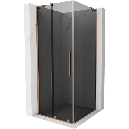 Mexen Velar L Duschkabine Schiebetür 90 x 90 cm, Graphit, gebürstetes Kupfer - 871-090-090-43-65