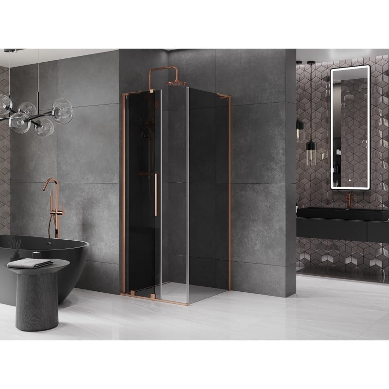 Mexen Velar L Duschkabine Schiebetür 90 x 90 cm, Graphit, gebürstetes Kupfer - 871-090-090-43-65