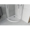 Mexen Rio Halbrunde Duschkabine 80 x 80 cm, satiniert, Chrom + Duschwanne Flat, weiß - 863-080-080-01-30-4110