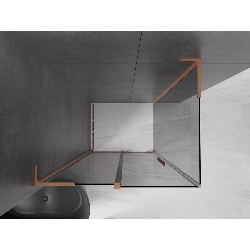 Mexen Velar L Duschkabine verschiebbar 90 x 100 cm, Graphit, gebürstetes Kupfer - 871-090-100-43-65