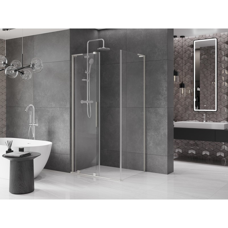Mexen Velar L Duschkabine Schiebetür 120 x 80 cm, transparent, gebürsteter Nickel - 871-120-080-03-97
