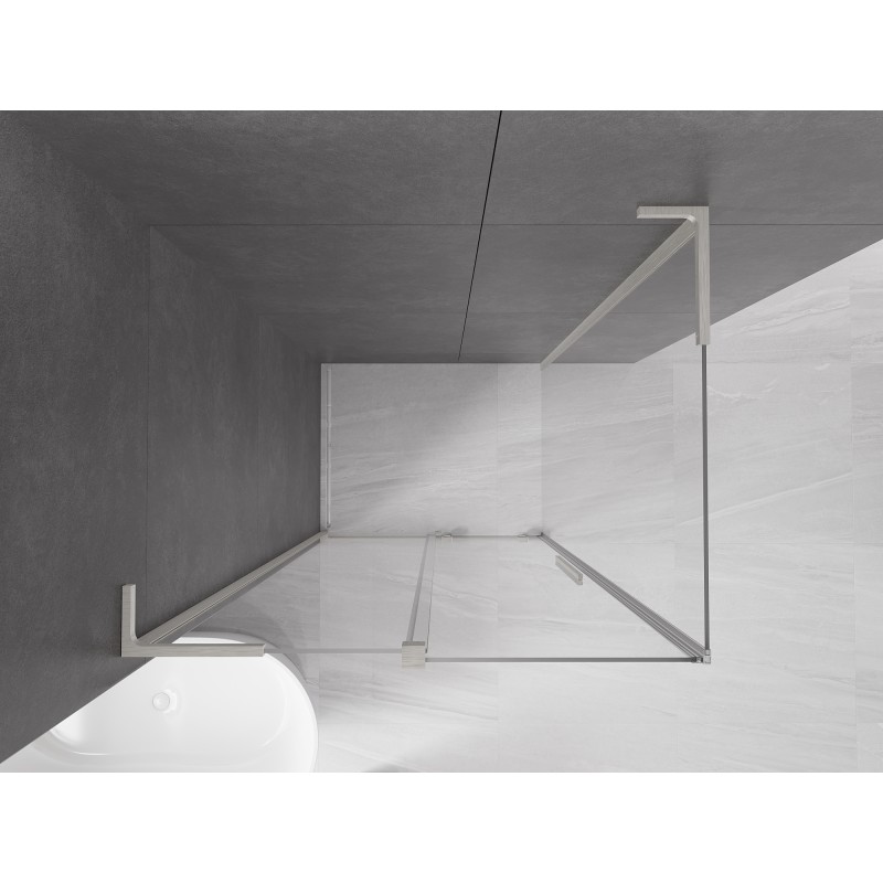 Mexen Velar L Duschkabine Schiebetür 120 x 80 cm, transparent, gebürsteter Nickel - 871-120-080-03-97