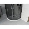 Mexen Rio Halbrunde Duschkabine 80 x 80 cm, Grafit, Chrom + Duschtasse Flat, Weiß - 863-080-080-01-40-4110