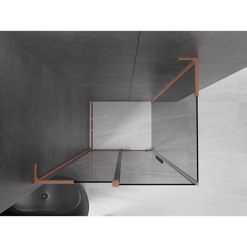 Mexen Velar L Duschkabine schiebbar 110 x 100 cm, grafit, gebürstetes Kupfer - 871-110-100-43-65
