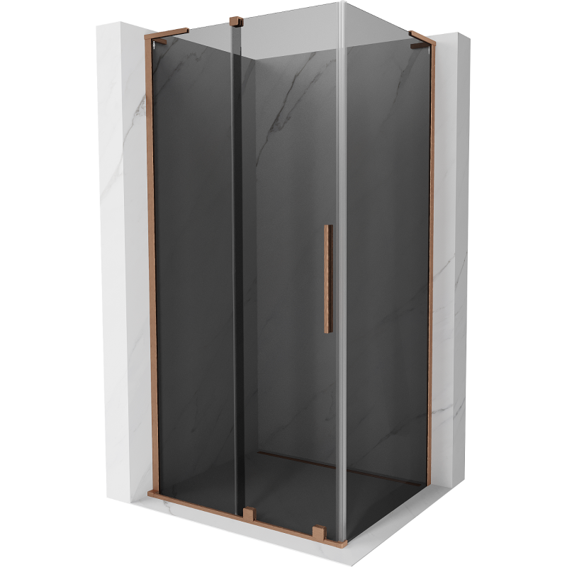 Mexen Velar L Duschkabine verschiebbar 120 x 80 cm, Graphit, gebürstetes Kupfer - 871-120-080-43-65
